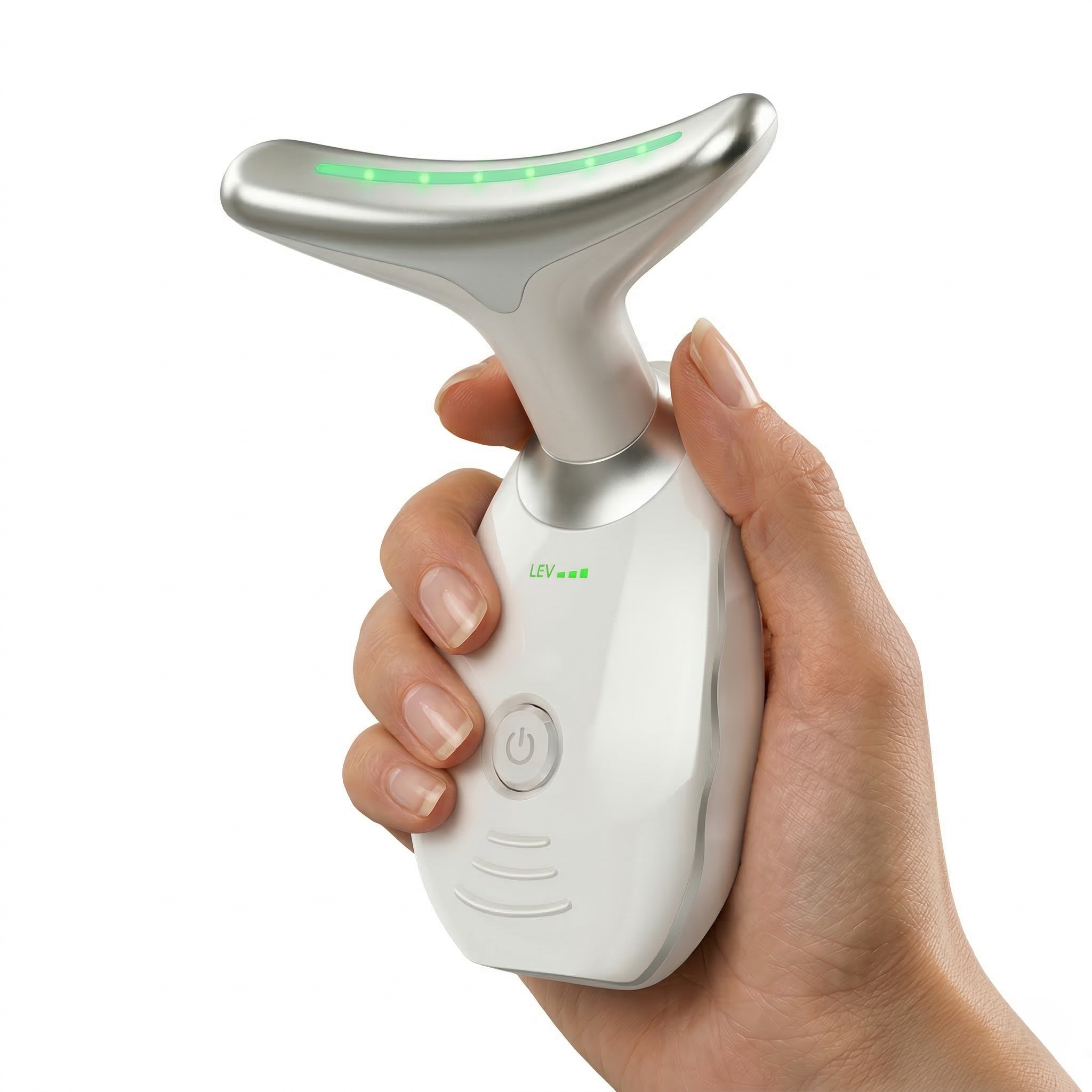 Masajeador de cara y cuello con vibración y LED